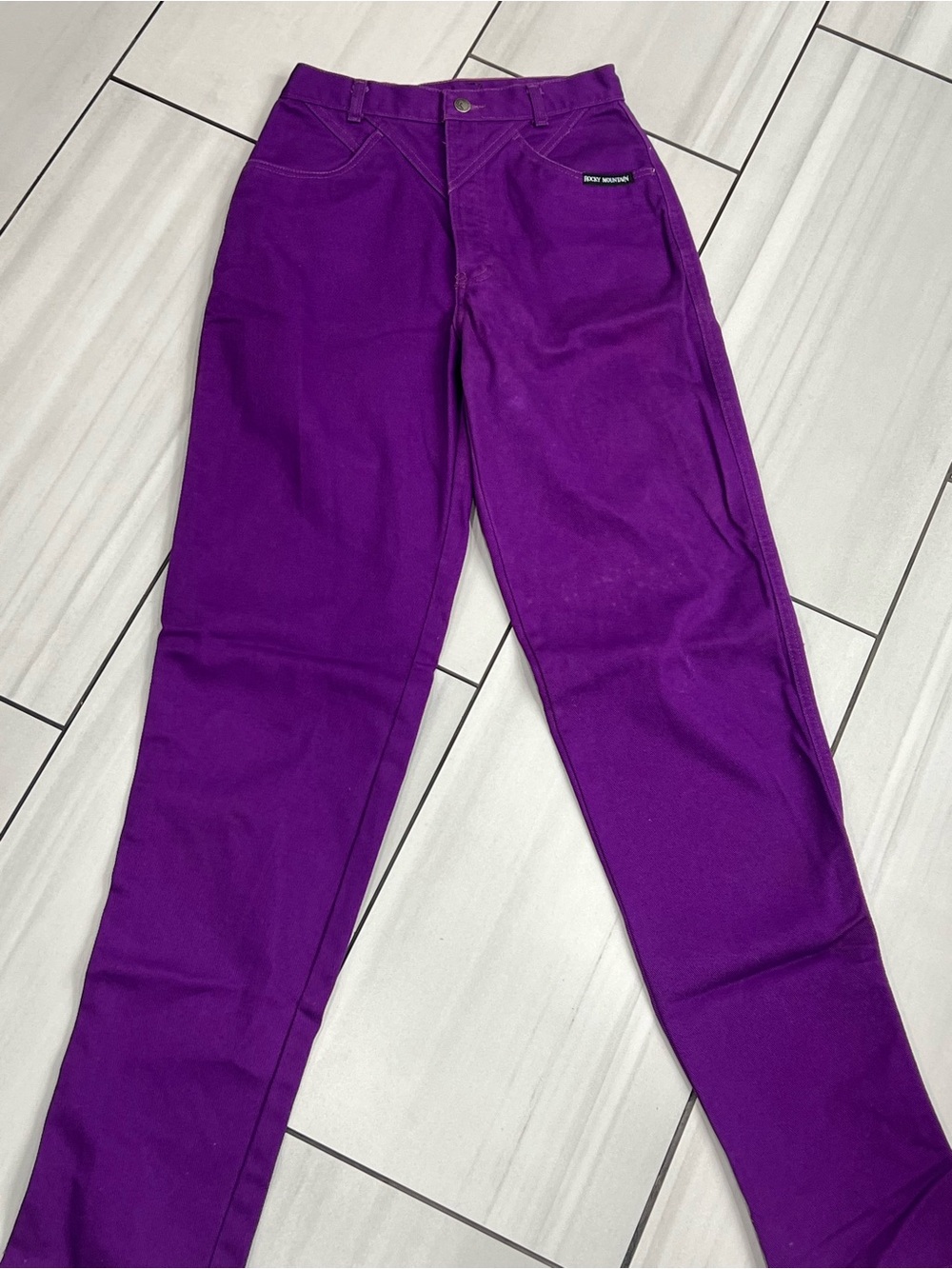 Vintage Rocky Mountain Jeans Western Bareback High Rise Bright Purple 29/9
